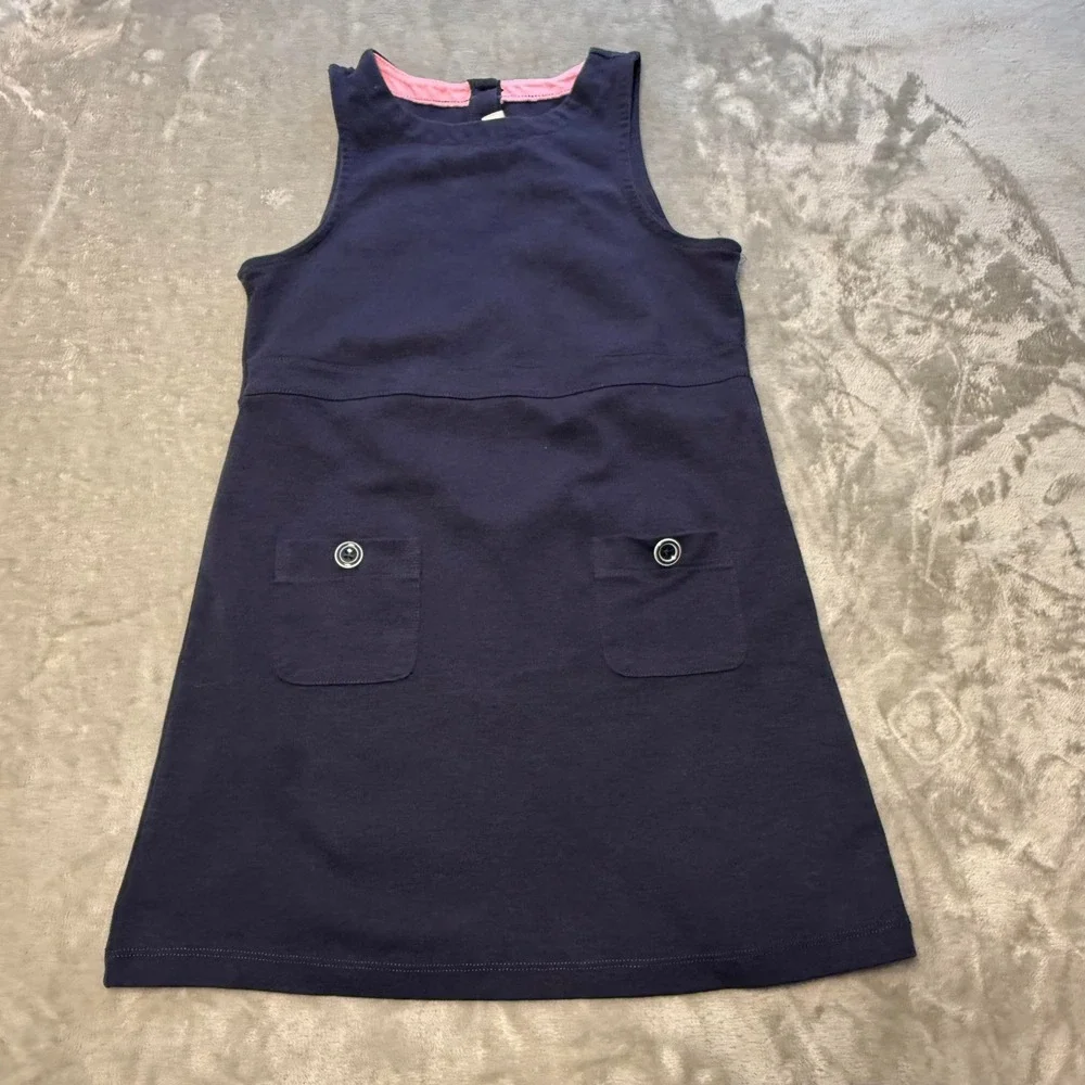 Crazy 8 Girls Navy Blue Sleeveless Pocket Dress Size M 7-8 School Uniform Jersey
